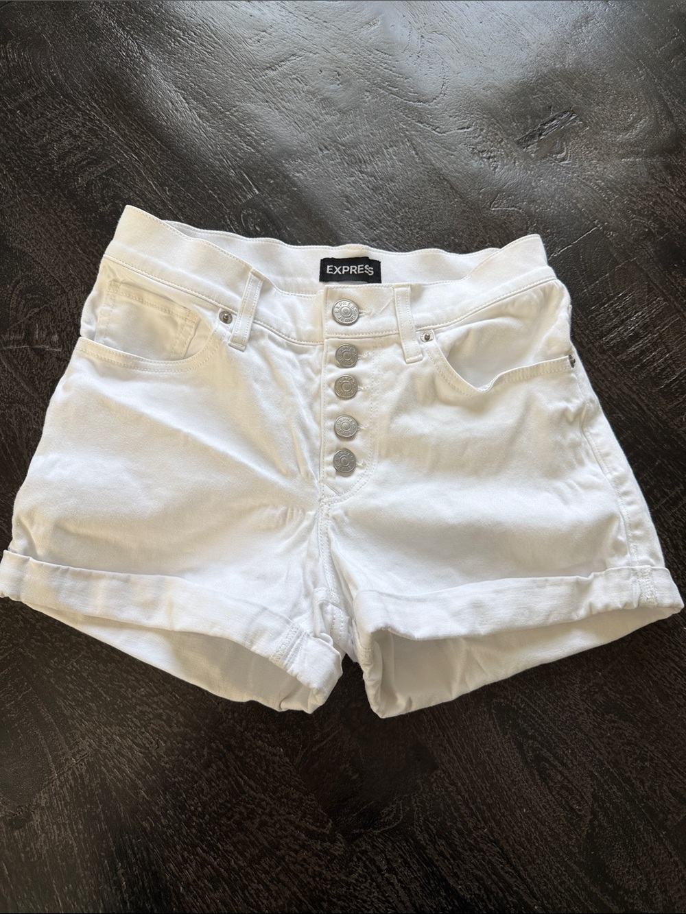 Express White High-Rise Button-Fly Denim Shorts